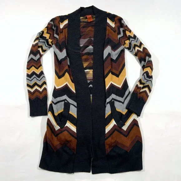 Missoni for Target Chevron Long Chevron Knit Cardigan Rayon Open Sweater Sz XS - Picture 1 of 7